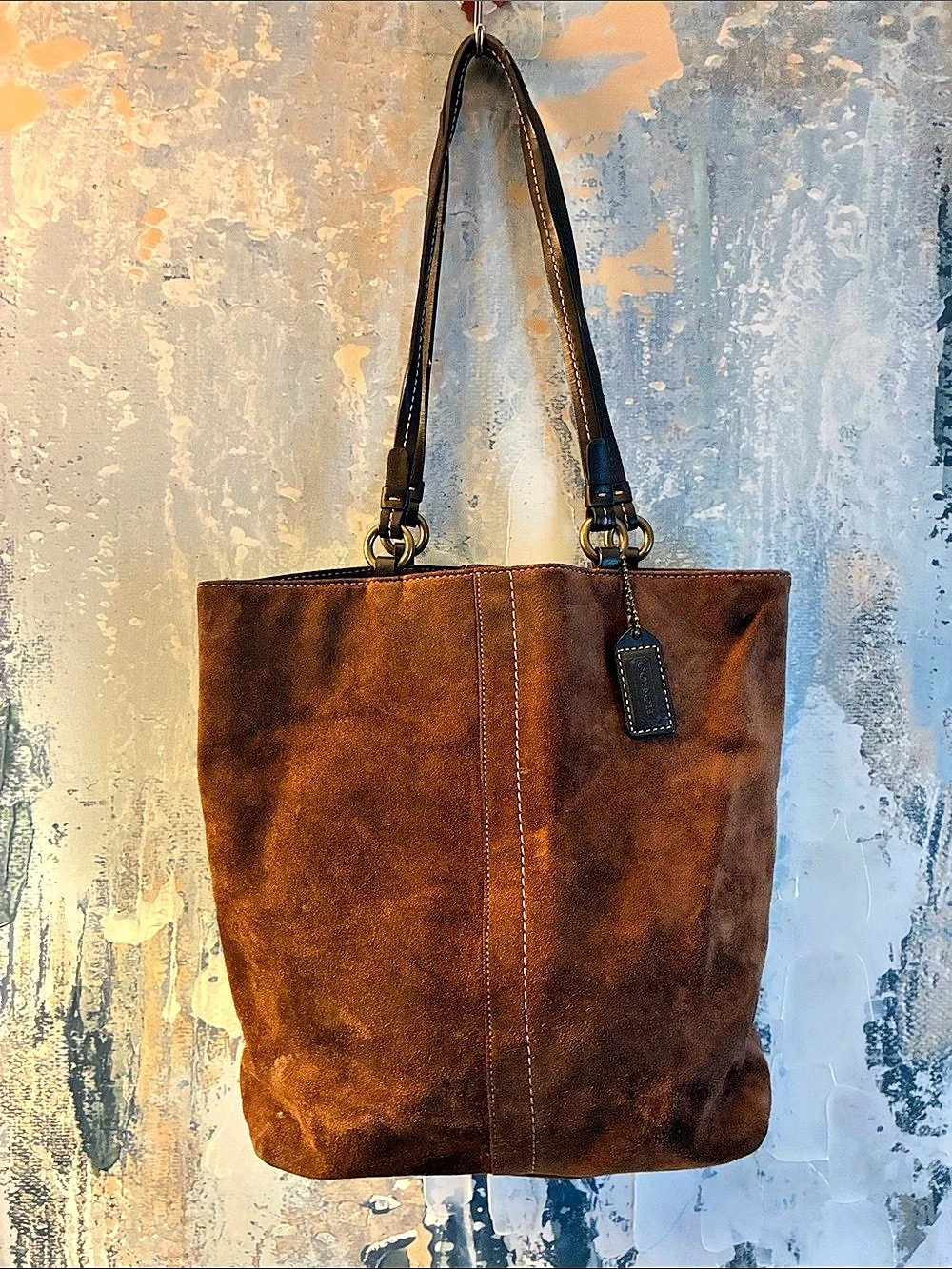 Vintage Genuine Coach Suede Tote in Brown Suede 2004 Fall beauty !!